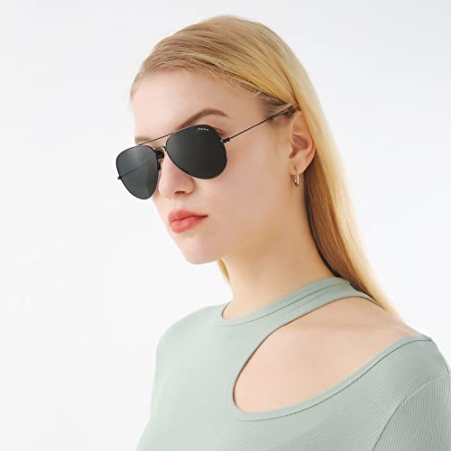 Image of grey jack Polarized Aviator Sunglasses lightweight Stylish Glasses for Men Women UV Protection S1101 Grey Frame Black S