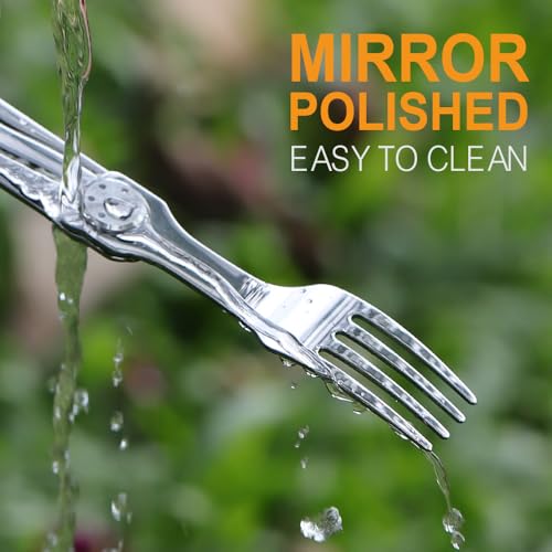 Image of Roxon C3 Camping Utensil Folding Cutlery 2 in 1 Detachable EDC Tool with Fork & Knife for Outdoor, Camping, Hiking, Easy to Carry Tableware