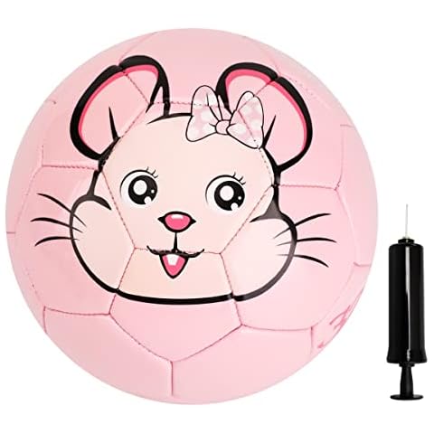 U&C Planet Football for Toddlers, Size 2 Football, Mini Ball for Kids, Garden Balls Gift for Boys Girls Age 1 2 3 Indoor Outdoor Pink Mouse Cover