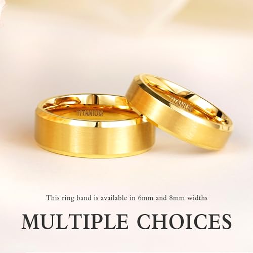TIGRADE Titanium Rings 4MM 6MM 8MM 10MM Wedding Band in Comfort Fit Matte for Men Women Size 3-15, Gold 8mm, Size 9.5 - Thumbnail 3