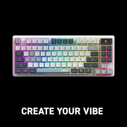 msi Forge GK600 TKL Wireless Sky - Mechanical Linear SWITCHES - Dye-Sublimated PBT Keycaps, Anti-Slip Base, RGB LED, USB 2.0, Bluetooth, 2.4 GHz - Tenkeyless - image 8