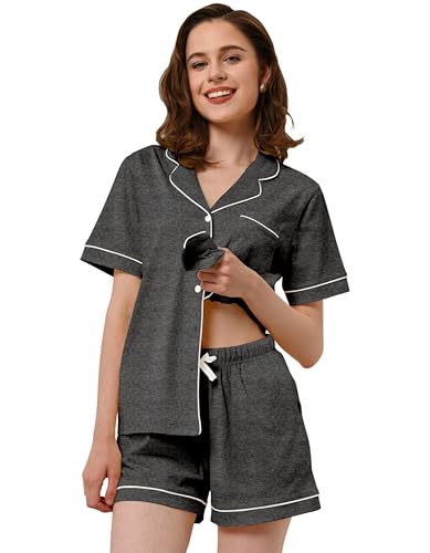 Image of NAP BOUND 100% Cotton Pajamas for Women Sets 2 Pieces Pjs Button short sleeves with Pockets Soft Sleepwear Loungewear XS-XXL