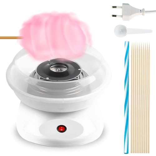 Zuckerwatte Maschine für Zuhause, 27cm Größe Retro Cotton Candy Machine, Cotton Candy Machine 450W mit Stäbchen Messlöffel für Kinderfest, Geburtstag, Party (Weiß)