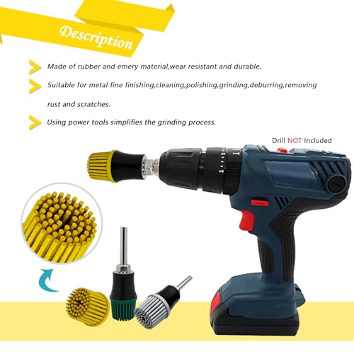 Image of HIEMIE Tools 1Inch Bristle Disc Grit 80# (Yellow) with 1 Inch Shank Attachment Abrasive Coating Removal Disc for Metal