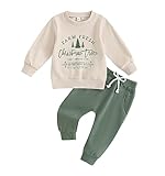 TheFound Baby Boy Christmas Outfit Christmas Vibes Print Sweatshirt Top Warm Pant Newborn Toddler Baby Christmas Outfit 0-3T (Apricot, 2-3 Years)