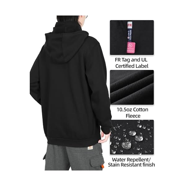BOCOMAL FR Hoodies 1/4 Zipper Pullover Cotton Fleece Hooded Sweatshirts - Image 5