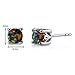 Peora Created Black Fire Opal Earrings 925 Sterling Silver, Scroll Gallery Solitaire Studs, 1.25 Carats Total Round Shape 6mm, Friction Back