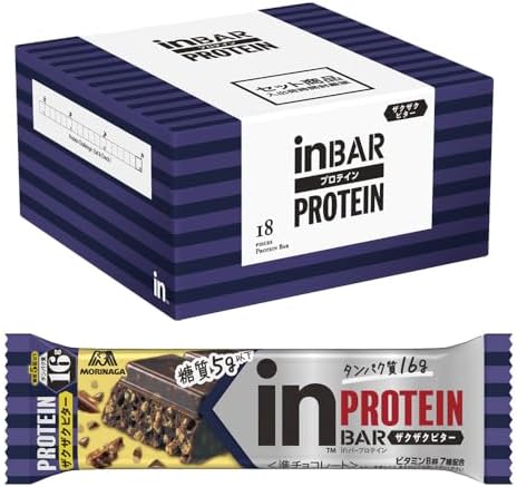 （17:30時点） inバー プロテイン ザクザクビター (18本入×1箱) プロテインバー ビターチョコ チョコバー クランチチョコタイプ ビター 甘さ控えめ 高タンパク16g ビタミンB群7種配合 森永製菓 【Amazon.co.jp 限定】
