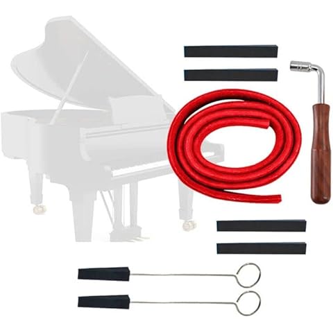 KXJHY 8Pcs Piano Tuner Tools, Piano Tuning Kit Professional Metal Rubber Tuning Mute Kit Including Hammer Mutes Strip Temperament Strip, 2 Long Mutes, 4 Short Mute with Handle for Piano Tuning Cover