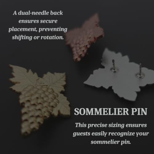 Image of Generic SOMM DIGI Sommelier Pin in Rose Gold, Silver, and Gold - Elegant Wine Leaf Design (Gold)