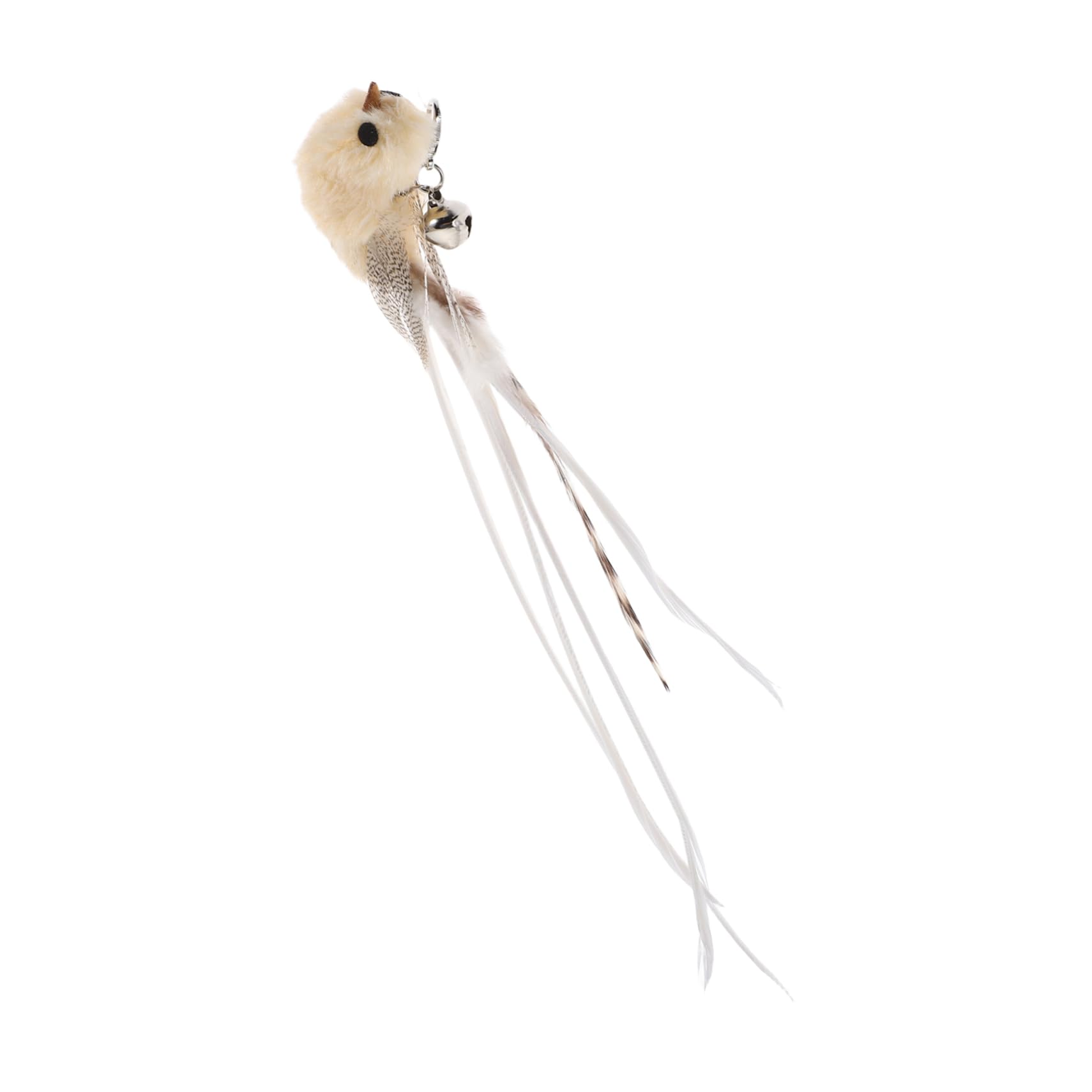 FUTUREORYY Cat Teaser Replacement Head Interactive Wand Toys Attachment for Kitten Feathered Bird Bell for Indoor Outdoor Play