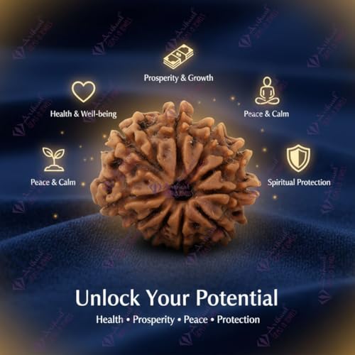 Image of Arihant Gems & Jewels Natural 10 Mukhi Nepali Rudraksha - Certified, Unisex Spiritual Bead for Men & Women | Positive Energy & Astrological Benefits