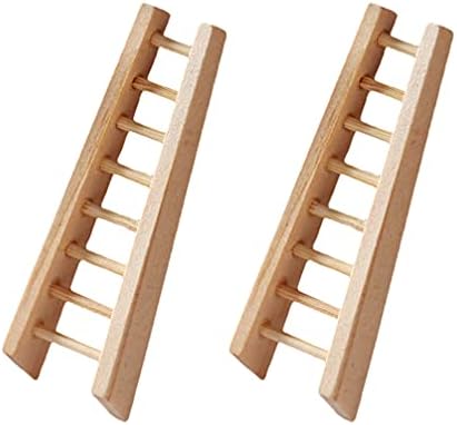 Garneck 2pcs Mini Stairs Step Furniture Model Mini Garden Ladder DIY Mini Ladder DIY Mini Ornament Miniature Ladder for Crafts Mini Wall- Hanging Ladder Decor 1: 12 Wood House Top Hat