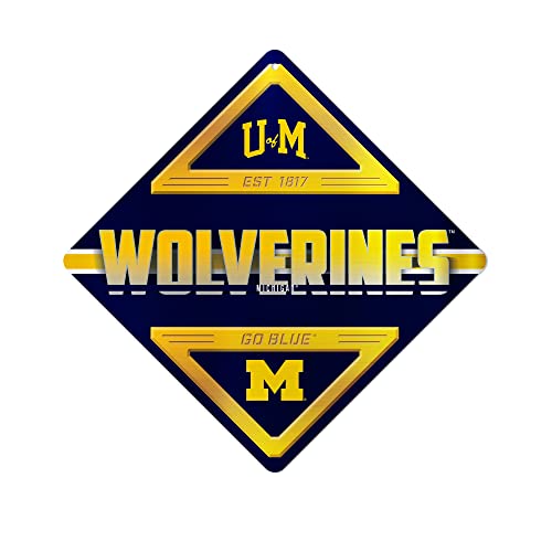 Rico Industries NCAA Michigan Wolverines Metal Sign 16.5" x 16.5" Home Décor - Bedroom - Office - Man Cave,White