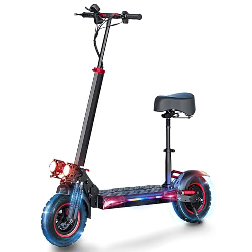 Image of Electric Scooter Adults,1200 /1600W Motor, 30 /34 MPH Top Speed & 30 /40 Miles Range, 48V 18 /21AH Big Battery, 10 /11 inch Off-Road Tire Folding E Scooter with Seat, Dual Braking System, Double Suspension