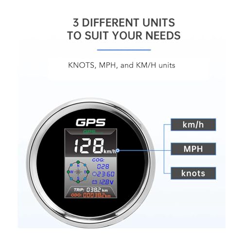 Velocímetro GPS, Odômetro de Carro 85mm KNOTS MPH KMH 9 a 32V Antiembaçante para Motocicleta para Ma