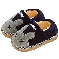 JACKSHIBO Toddler Slippers Boys Girls Little Kids Dinosaur House Shoes Cute Bunny Slipper for Home Indoor Winter Bedroom Non Slip Soft Plush Rabbit Warm Shoes