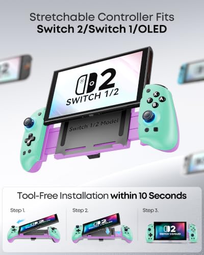 Image of OIVO VGA DESIGN Switch Controller Handheld for 1 /2 /OLED, Ergonomic Grip Stretch Joypad for SW Console, Wireless Controller with TMR Joysticks, RGB Lighting, Turbo, 4 Macros & Card Slot