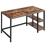 VASAGLE Schreibtisch, Computertisch, PC-Tisch, Bürotisch, mit 2 Ablagen auf der...