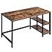 VASAGLE Schreibtisch, Computertisch, PC-Tisch, Bürotisch, mit 2 Ablagen auf der rechten oder linken Seite, fürs Büro, Wohnzimmer, Stahlgestell, Industrie-Design, vintagebraun-schwarz LWD47X