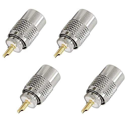 PL259 Coax Connectors UHF PL-259 Male Solder Connector Plug for RG58, RG-213, RG142, LMR195 Coaxial Cable Compatiable 4 Pack