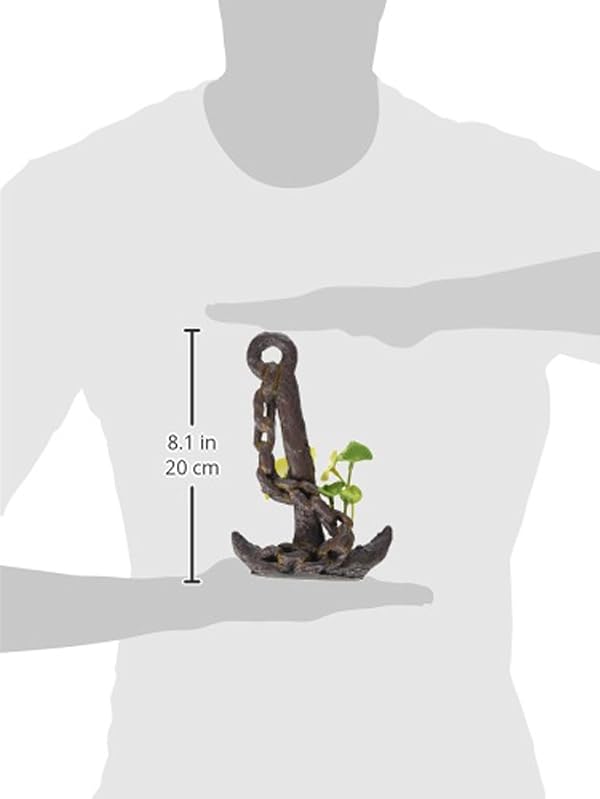 Penn-Plax Deco-Replica Anchor with Faux Silk Plant Aquarium Decoration, Medium (RR801) by Penn-Plax - Image 3