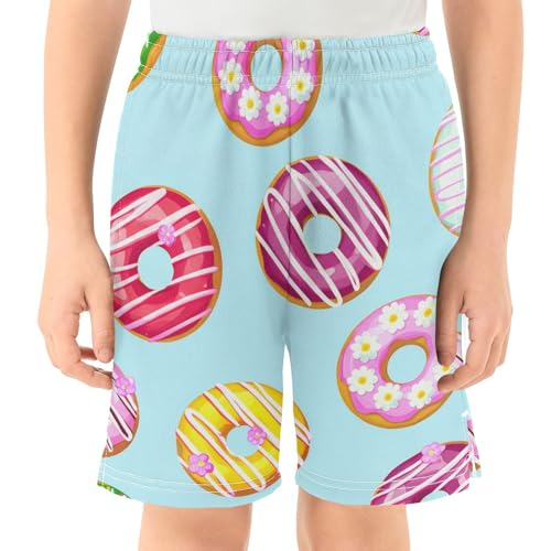 J JOYSAY Iced Donut Flower Toppings Boys Athletic Shorts Kids Youth Casual Shotrs with Pockets Elastic Waistband2