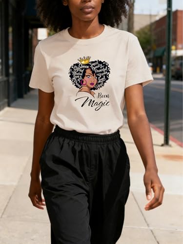 Image of Black History Pajamas, Graphic Matching Sets for Women, Magic Afro American Natural Hair Vintage Melanin T-Shirts and Pants