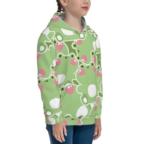 Cute Frog2 Kids Pullover Hoodies Boys Sweatshirts Girls Athletic Clothes with Pocket3