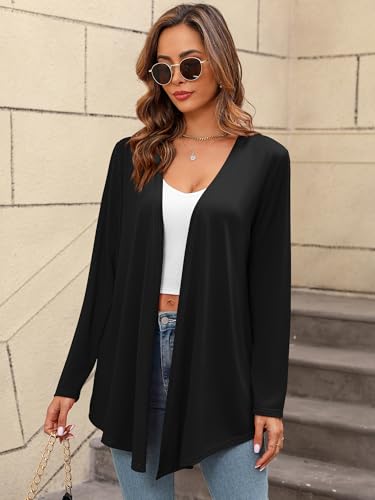 Image of Women's Lightweight Open Front Cardigans Casual Soft Drape Spring Summer Fall Cardigan S-3XL