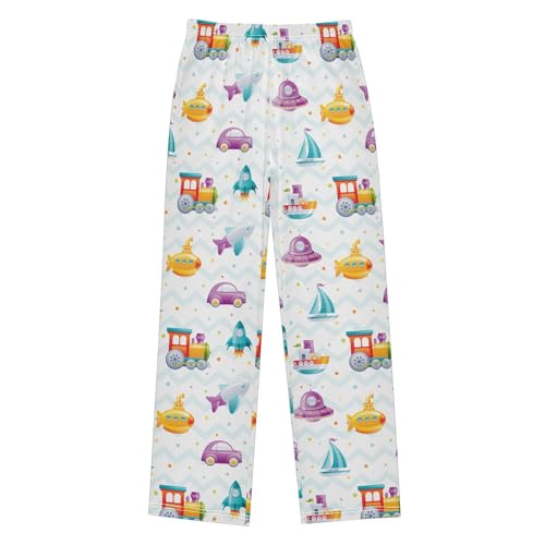 ZZXXB Train Rocket Submarine Boys Long Pants Soft Trousers Elastic Waist Kids Lounge Bottoms with Pockets S-XL