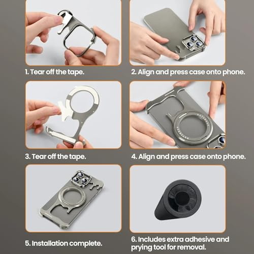 Coque metal iPhone 15 Pro Max MagSafe avec support rotatif sans cadre - 7