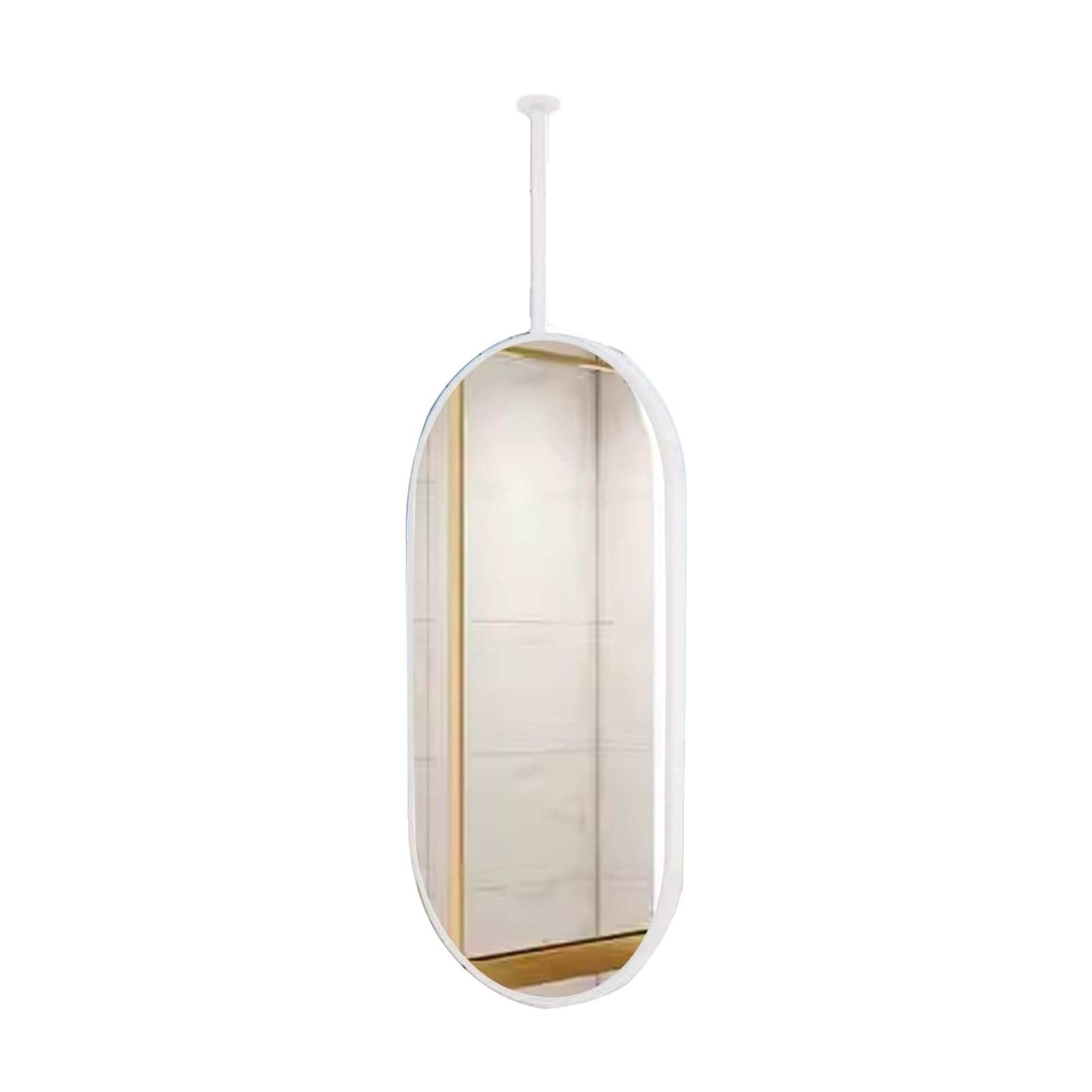 CGCSYZ Ceiling Wall Mounted Mirror Ceiling Hanging Floating Mirror, With White Metal Frame And Hanging Rod, Decorative Simple Mirror, Dressing Table Shaving Makeup Mirror (40cmx60cm)