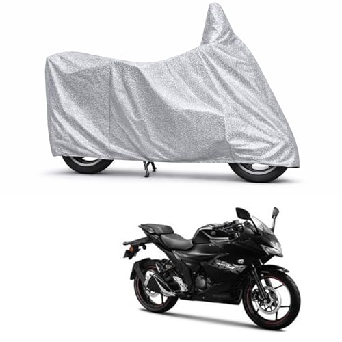 Image of 100% Waterproof Two Wheeler Body Cover Multi Layered Fabric Designed for Suzuki Gixxer SF | Belt Buckle Lock | Silver Mag