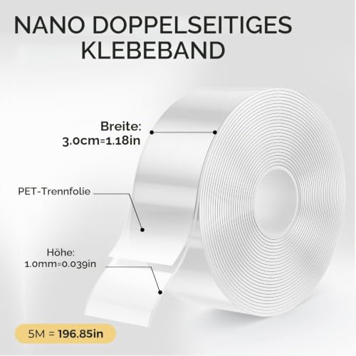 kinkaivy 5m Doppelseitiges Klebeband Extra Stark Transparent, 3cm – Ansicht 2