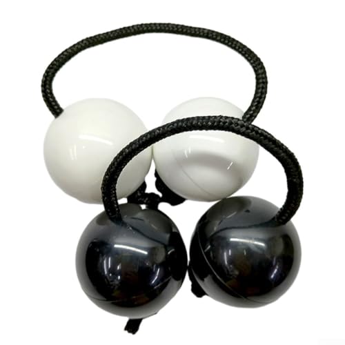 Asalato   2 bolas de ritmo para instrumentos de percusión de mano africana, tambor de dedo con correa ajustable, 5 cm de diámetro (negro y blanco)