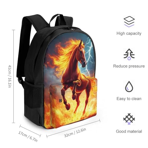 Supdreamc Backpack Multipurpose Anti-Theft Large Capacity Bookbag - Fire Horse Travel Hiking Daypack With Side Pockets2