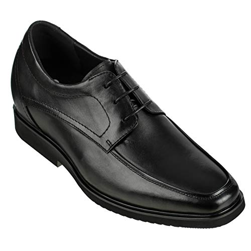 Calden Men's Invisible Height Increasing Elevator Dress Shoes - Black Premium Leather Slip-on Super Lightweight Formal Oxfords - 2.6 Inches Taller - K312316 - Size 11.5 D(M) US
