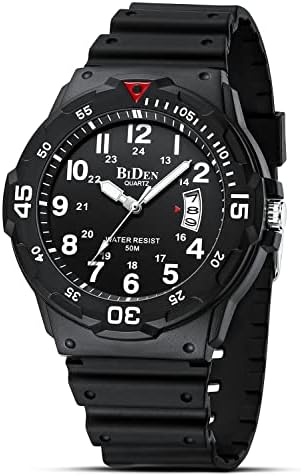 HANPOSH Men's Watch 30M Waterproof Watches Big Dial Date Chronograph Movement Quartz Stainless Steel/Leather/Rubber Strap Elegant Gift for Father Friends Father's Day