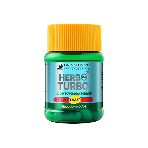 Dr. Vaidya’s Herbo24Turbo | Ayurvedic Shilajit Vitalizer for Men | For Strength, Stamina and Power | Shuddh Shilajit and Ashwagandha | 30 Capsules