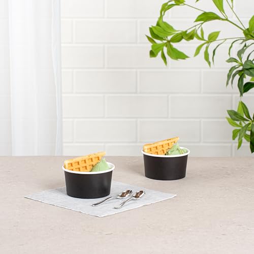 Image of Coppetta 8-Ounce Dessert Cups, 50 Disposable Ice Cream Cups - Lids Sold Separately, Sturdy, Black Paper Frozen Yogurt Bowls, For Hot And Cold Foods, Perfect For Gelato Or Mousse - Restaurantware