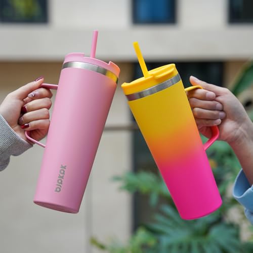 Image of BJPKPK 30oz Insulated Tumbler with Handle, Lid & Straw, Stainless Steel