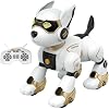 PeachLeaf Robot Dog Toy for Kids, Programmable Interactive RC Pet with Voice Control & Touch Sensor, Imitates Animal Sounds, Plays Music, Dance Modes, Robotic Puppy Toy for Kids Boys & Girls (Gold)
