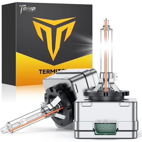Termitor D3S Xenon HID Headlights Bulbs, 500% Enhanced Brightness, 6000K 35W Cool White High/Low Beam, Replacement 66340 42403 42302, IP68 with Metal Base, Plug and Play, Pack of 2