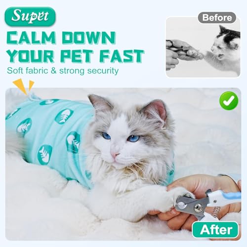 Image of Supet Cat Wrap for Cutting Nails, 2026 Self-Adherent Cat Grooming Wrap, Anti-Escape Calming Cat Swaddle Wrap for Medicine, Nail Clipping, Teeth Brushing, Ear Cleaning