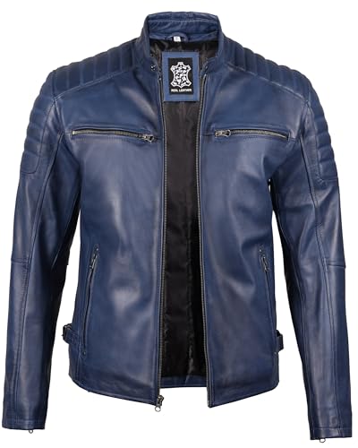 Image of Decrum Men's Casual Real Lambskin Leather Jacket with Zipper Closure