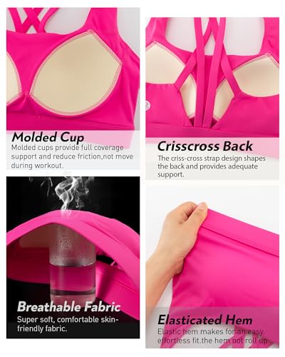 Image of RUNNING GIRL High Impact Sports Bras for Women - Scoop Neck Strappy Sports Bra High Support Moulded Cup Workout Bra