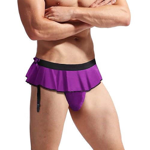 Sissy Pouch Panties for Men G-String Lingerie Skirt Men Thongs Underwear Briefs with Garters Belt Bikini Lingerie2