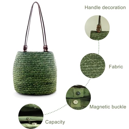 Bolso de Playa Retro de Rattan Tejido a Mano miniatura 5