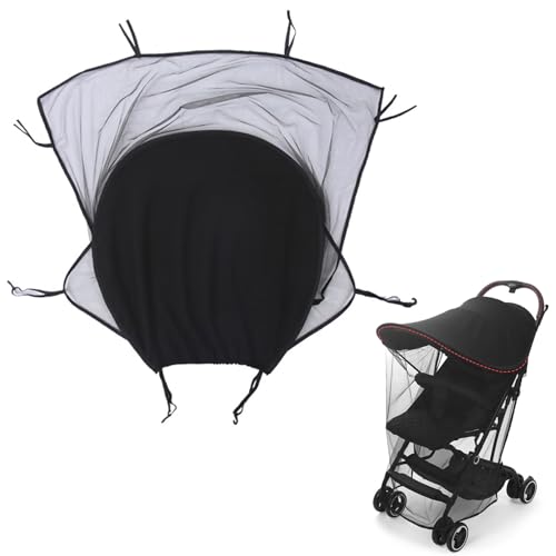 FEMONGY sonnensegel kinderwagen uv schutz 50+ sonnenschutz kinderwagen mit Moskitonetz, Universal kinderwagen sonnenschutz, Einfache Montage,Wasserdicht Staubdicht Winddicht, Schwarz